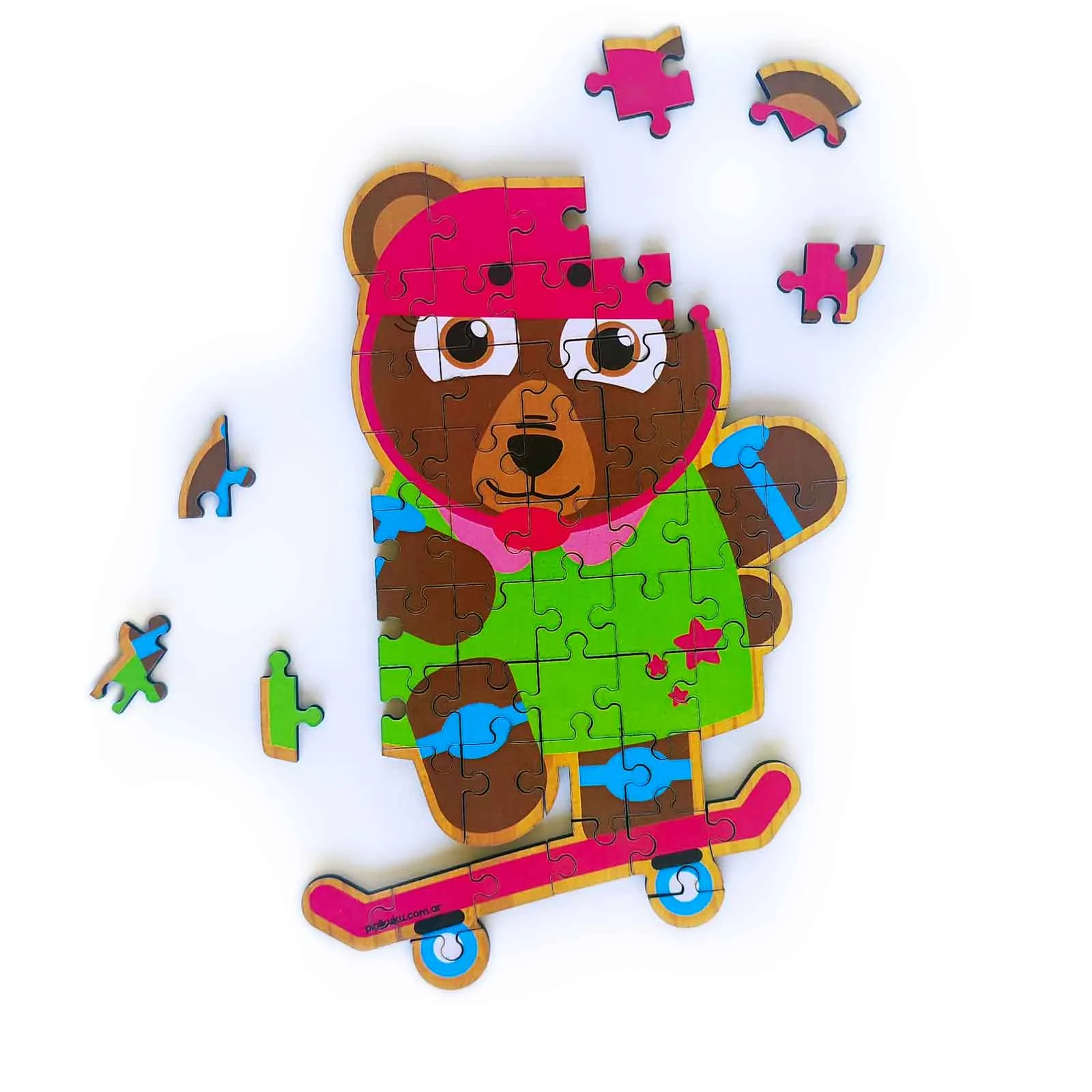 rompecabezas de madera e iman de 4 piezas dinosaurios