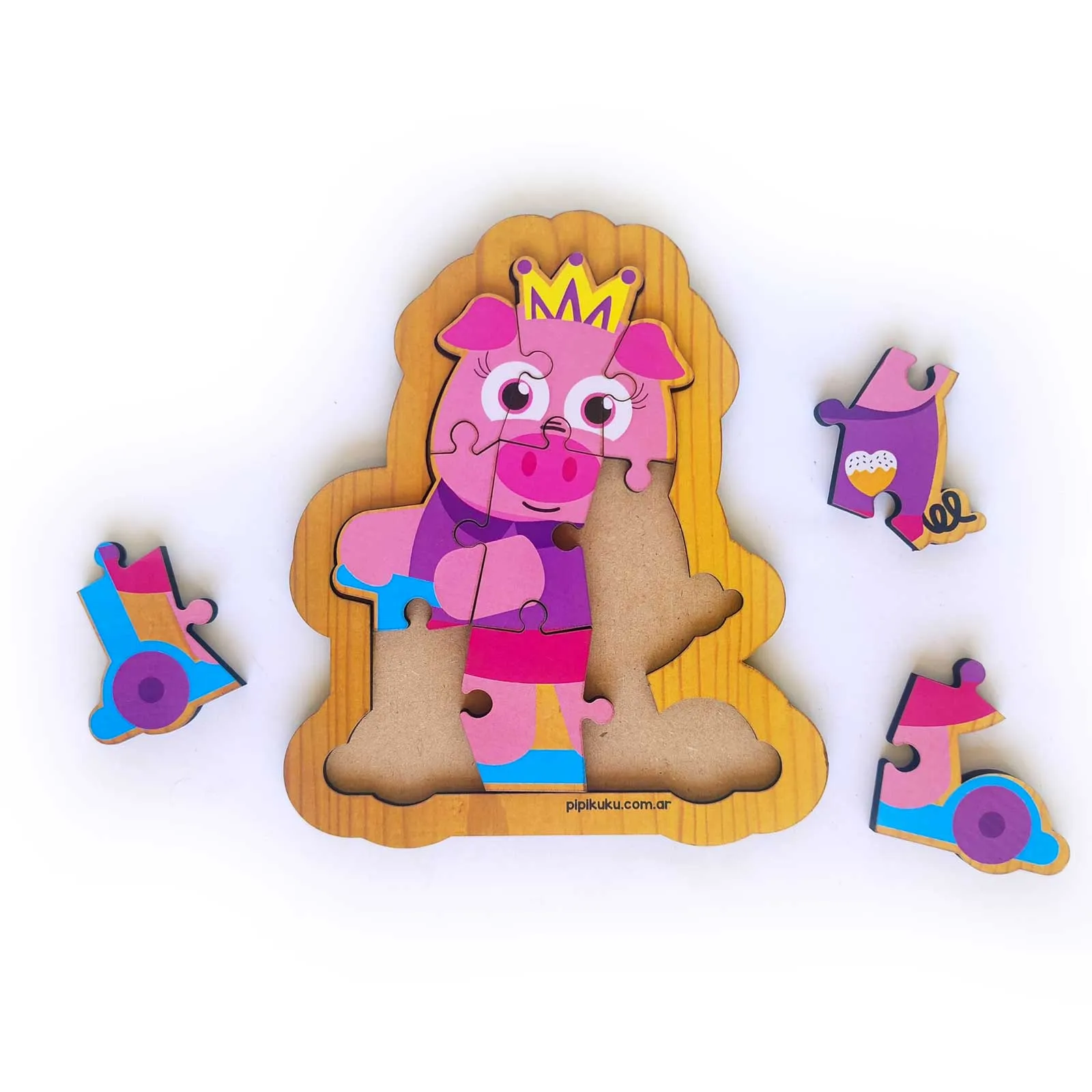 rompecabezas de madera e iman de 4 piezas dinosaurios