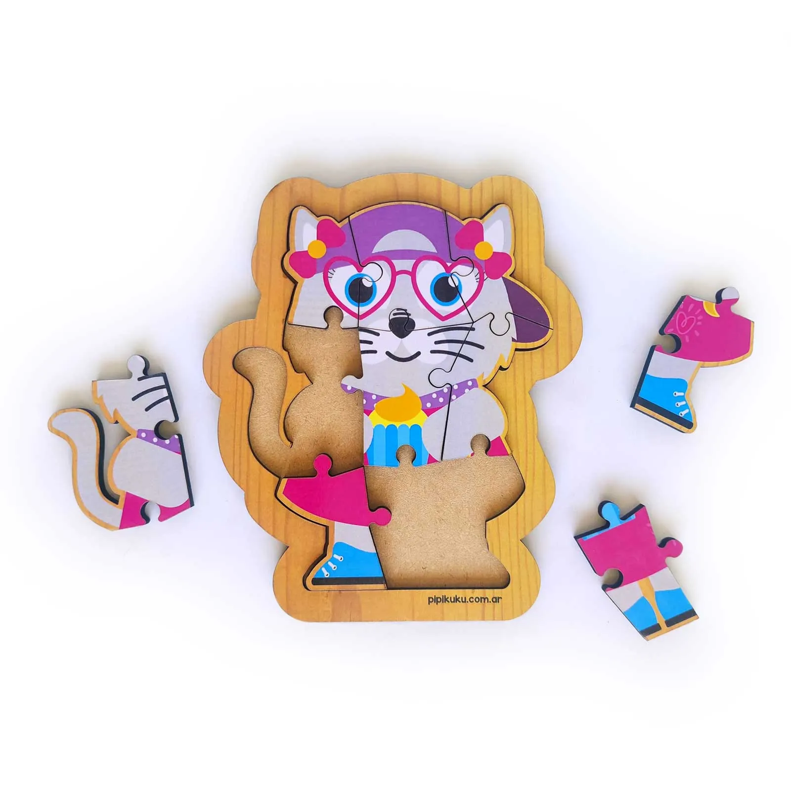 rompecabezas de madera e iman de 4 piezas selva