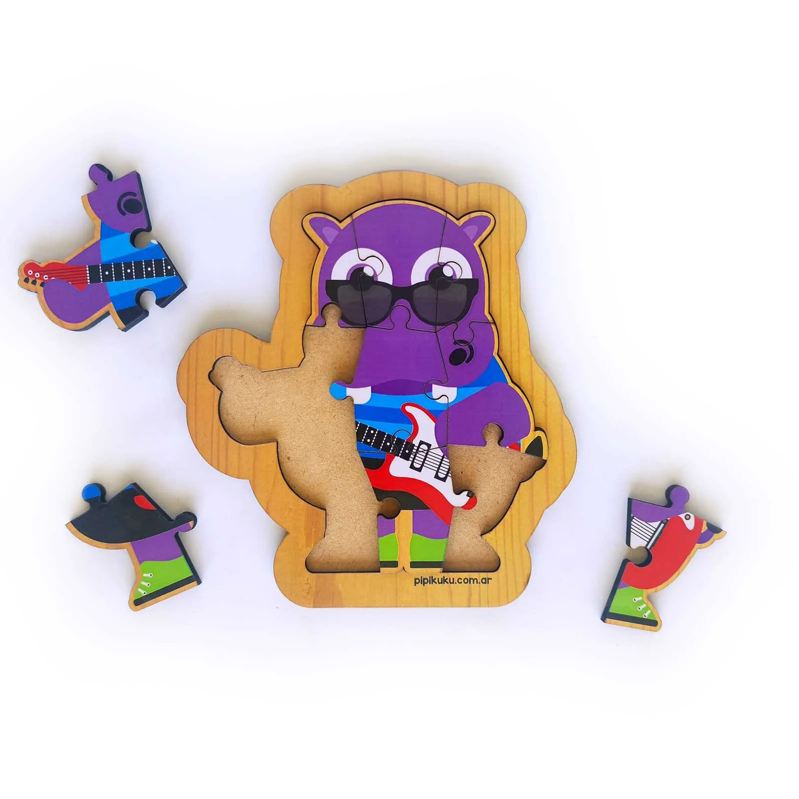 rompecabezas de madera e iman de 4 piezas dinosaurios