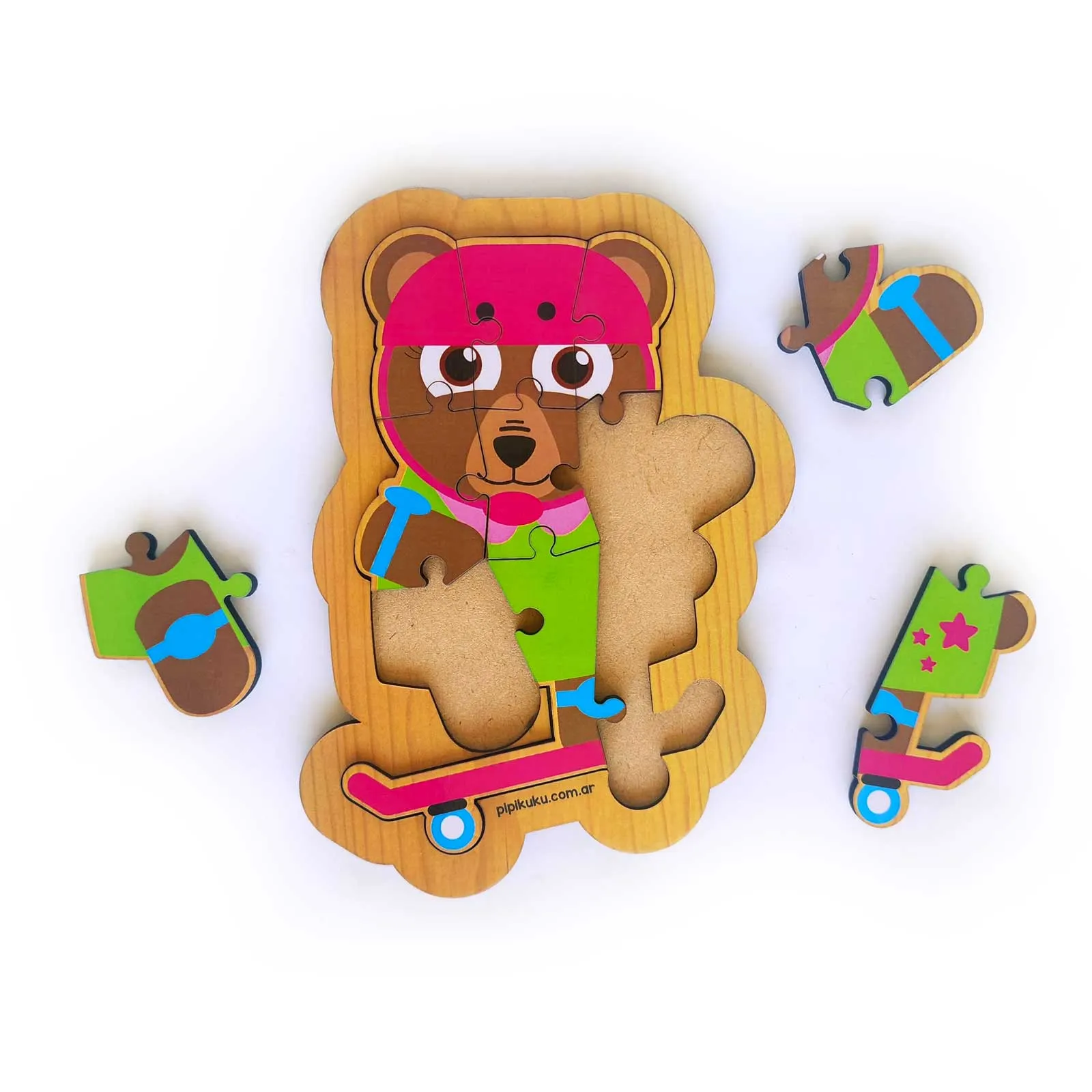 rompecabezas de madera e iman de 4 piezas dinosaurios