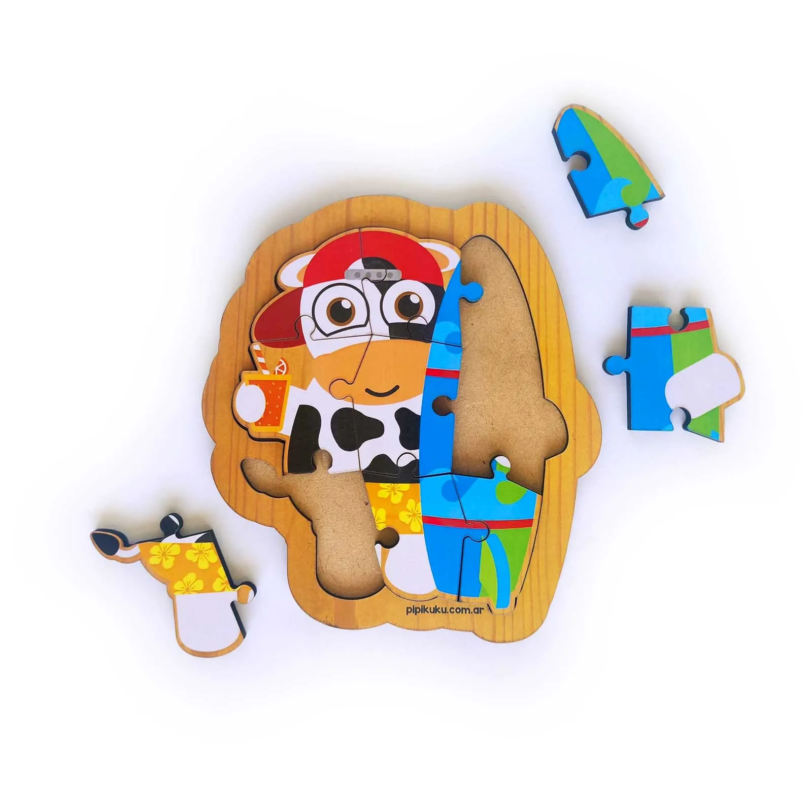 rompecabezas de madera e iman de 4 piezas dinosaurios