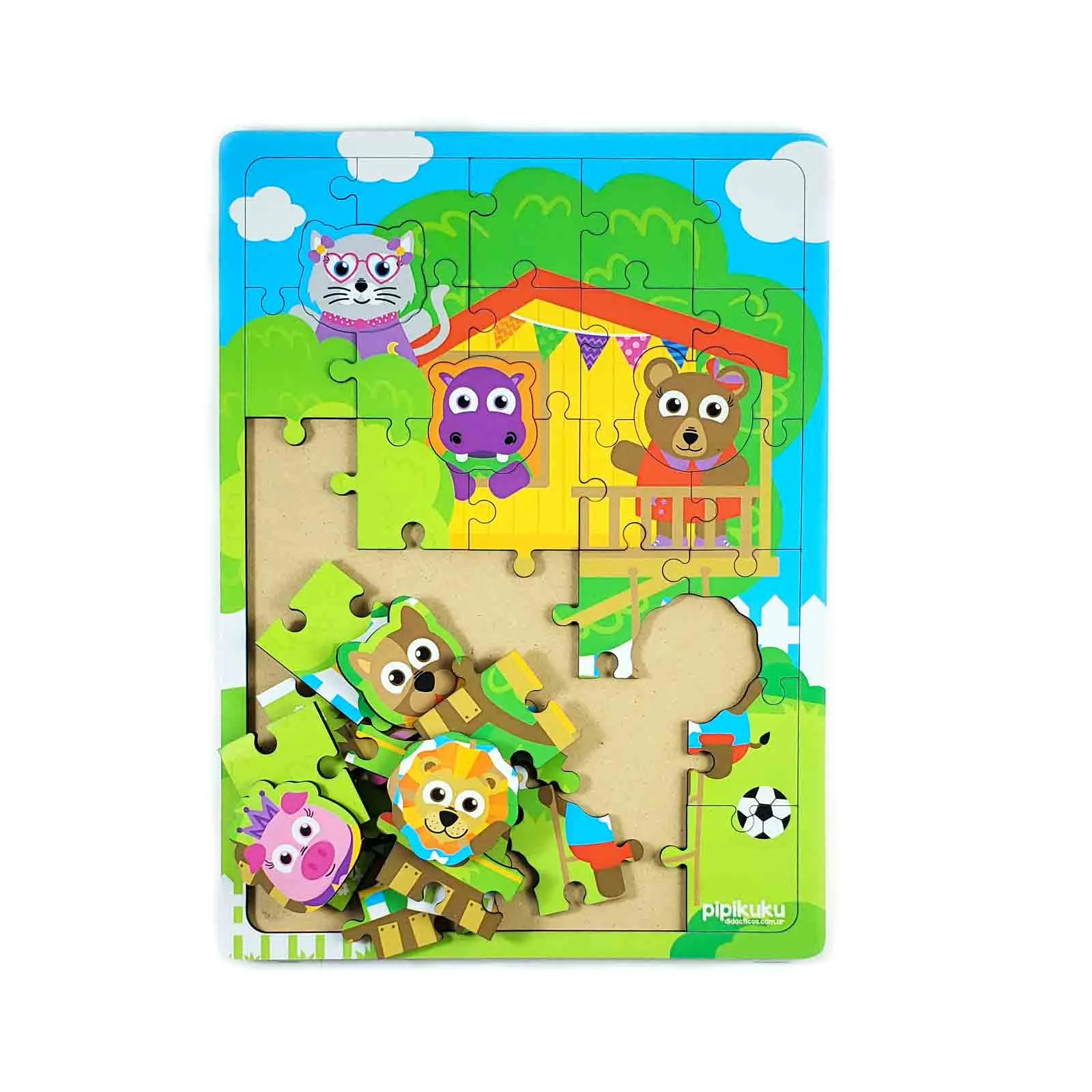 rompecabezas de madera e iman de 4 piezas mascotas