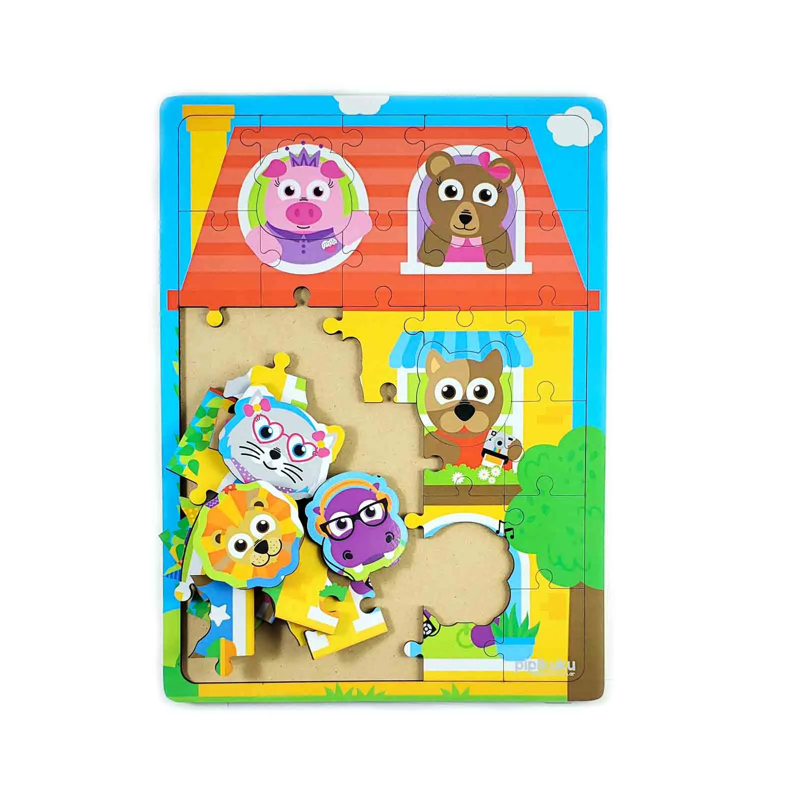 rompecabezas de madera e iman de 4 piezas transportes