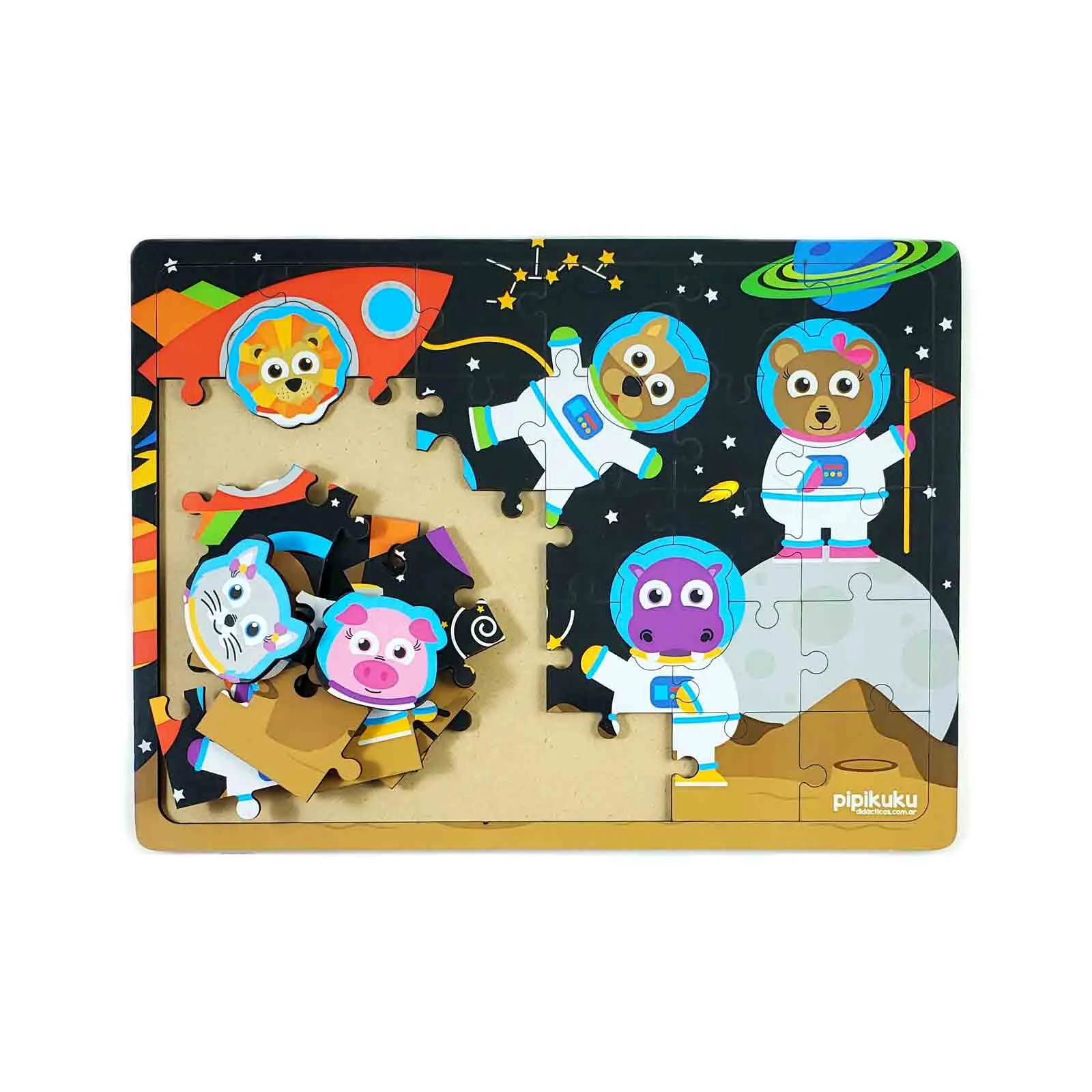 rompecabezas de madera e iman de 4 piezas dinosaurios