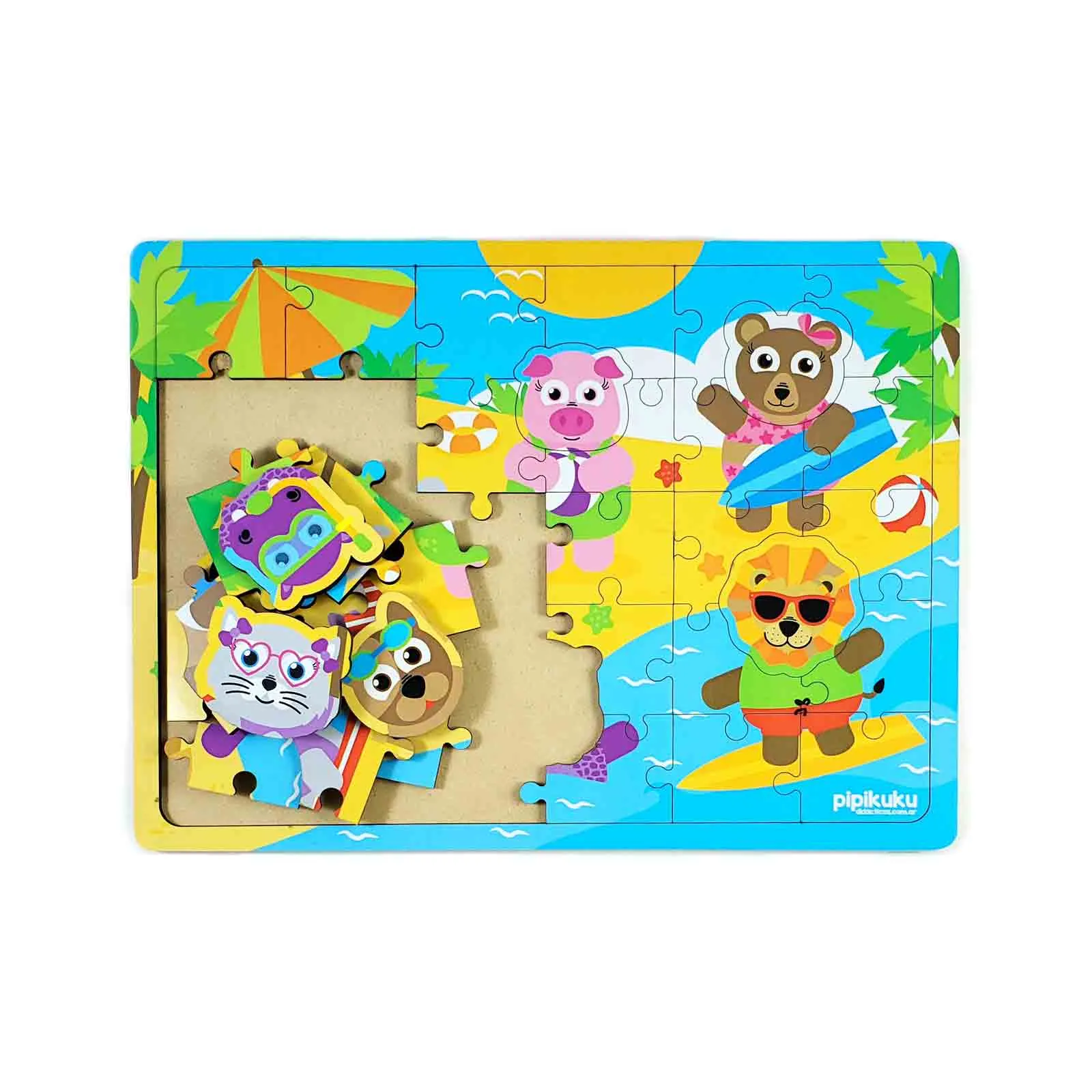 rompecabezas de madera e iman de 4 piezas dinosaurios