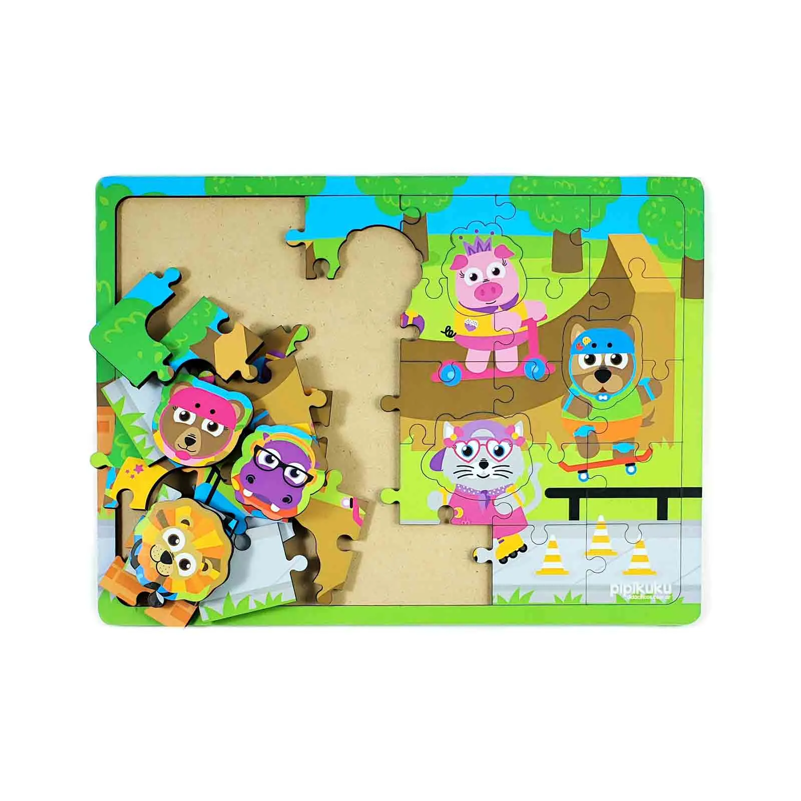 rompecabezas de madera e iman de 4 piezas dinosaurios