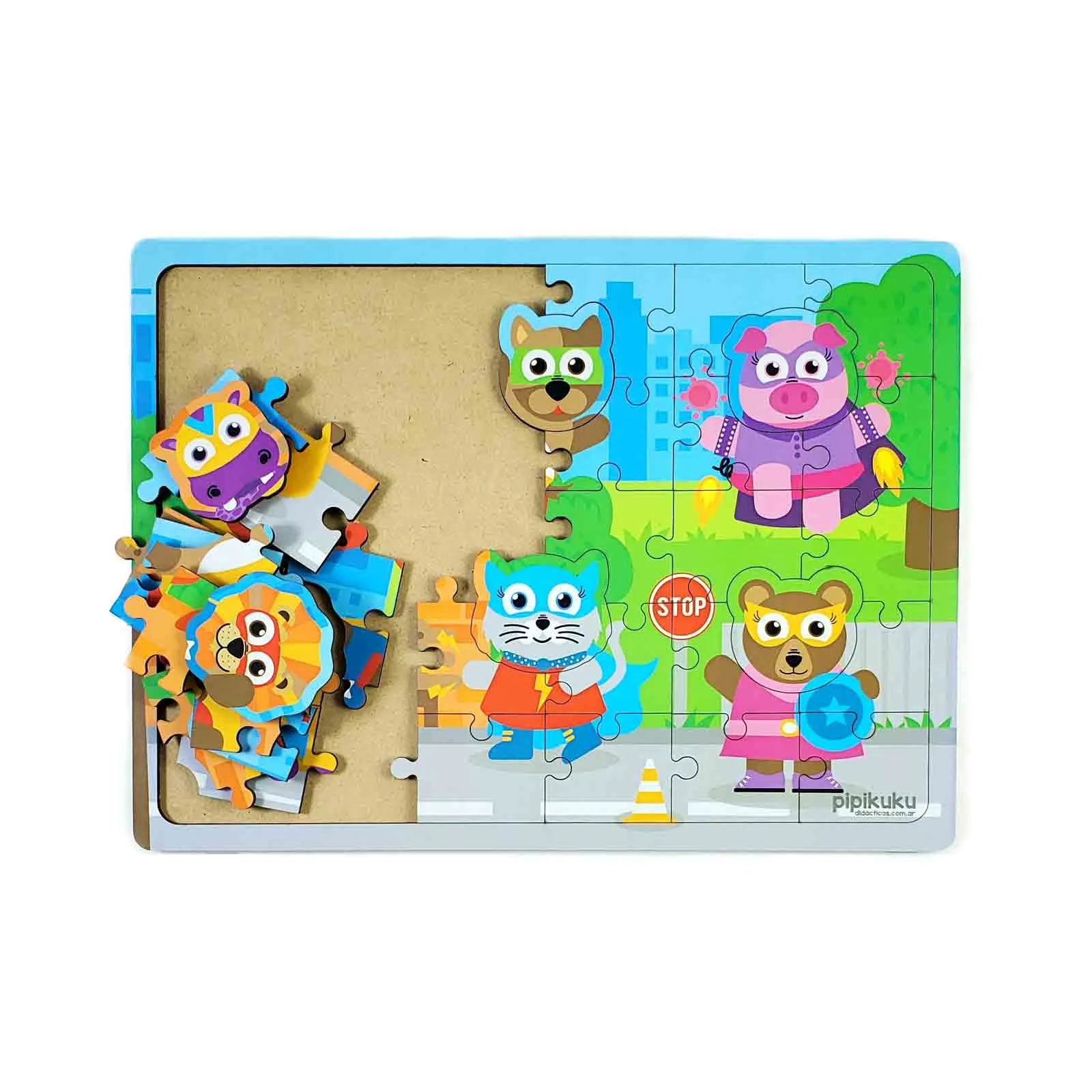 rompecabezas de madera e iman de 4 piezas dinosaurios